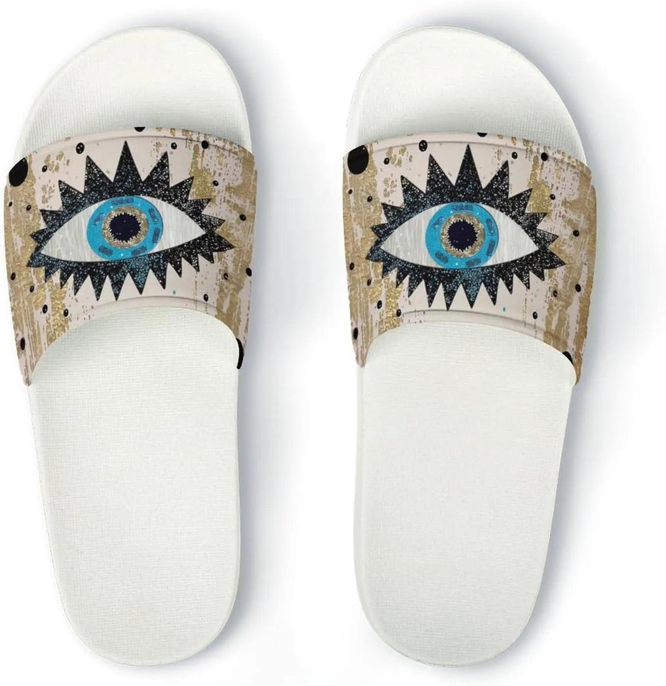 Abstract Evil Eye Slippers Shower Slipper In-Door Slipper Quick Drying Non-Slip Bathroom Pool Woman Man PVC
