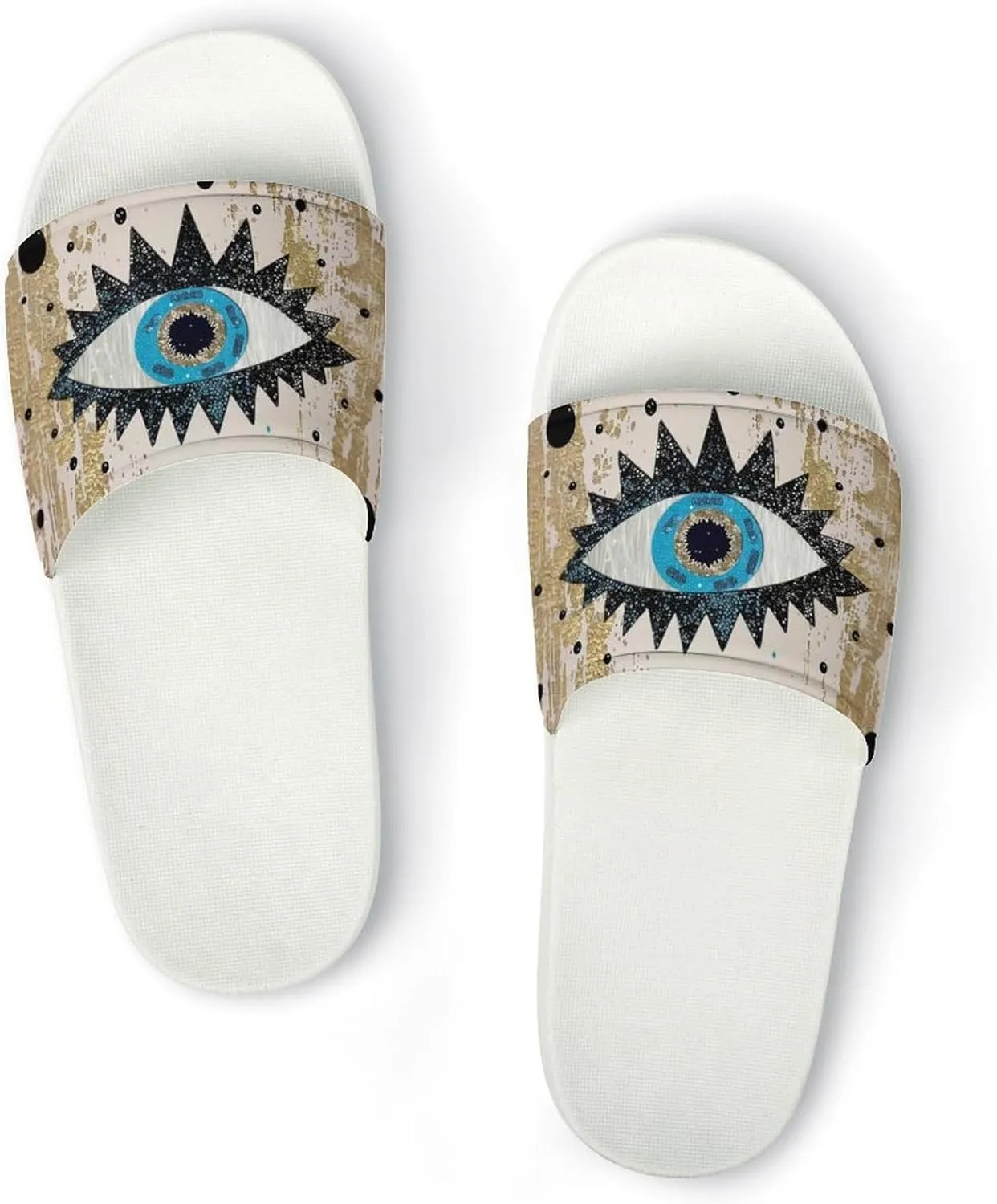 Abstract Evil Eye Slippers Shower Slipper In-Door Slipper Quick Drying Non-Slip Bathroom Pool Woman Man PVC