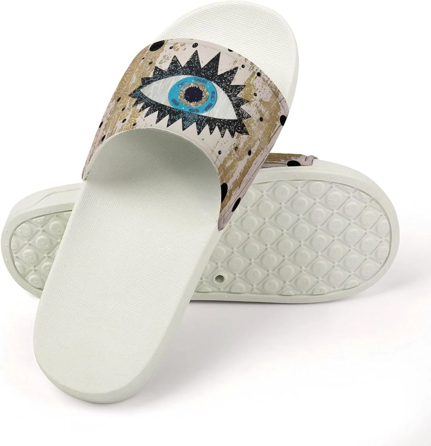 Abstract Evil Eye Slippers Shower Slipper In-Door Slipper Quick Drying Non-Slip Bathroom Pool Woman Man PVC