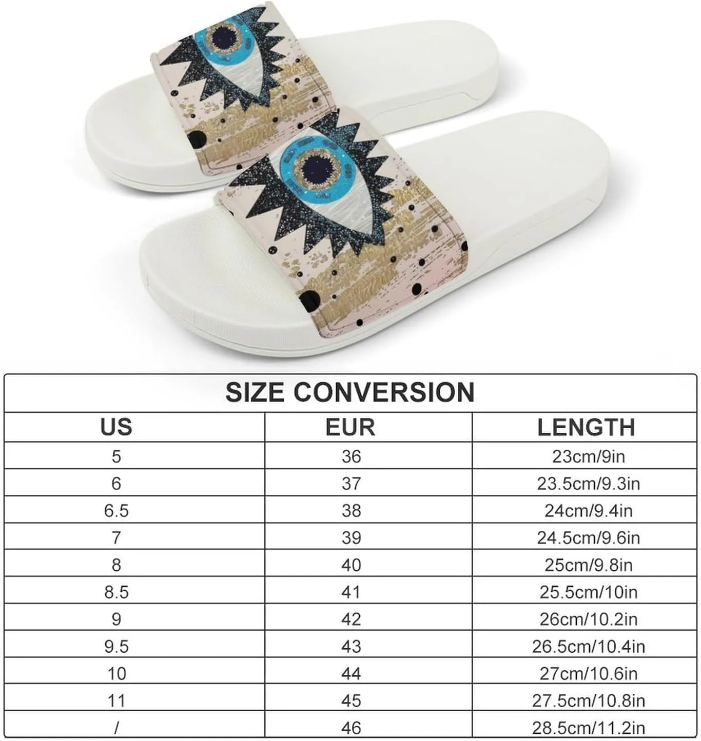 Abstract Evil Eye Slippers Shower Slipper In-Door Slipper Quick Drying Non-Slip Bathroom Pool Woman Man PVC