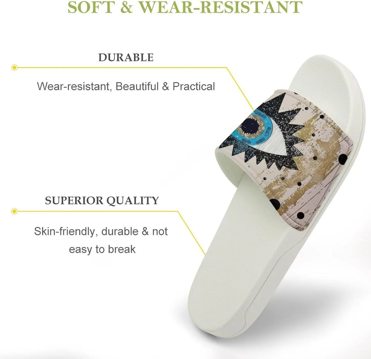 Abstract Evil Eye Slippers Shower Slipper In-Door Slipper Quick Drying Non-Slip Bathroom Pool Woman Man PVC