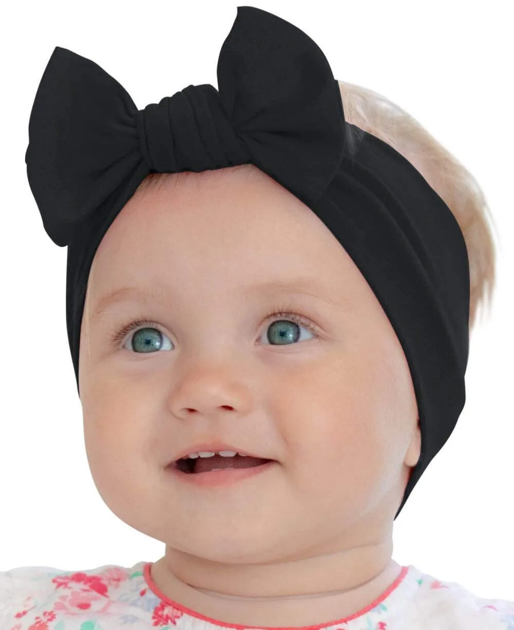 Baby Girl Headbands-Infant,Toddler Cotton Handmade Hairbands with Bows Child Hair Accessories (Black)