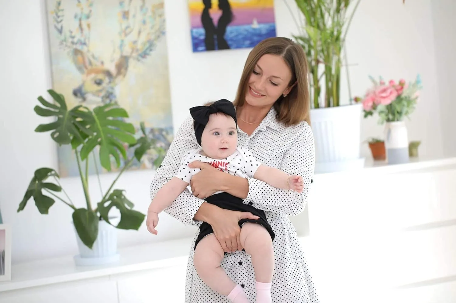 Baby Girl Headbands-Infant,Toddler Cotton Handmade Hairbands with Bows Child Hair Accessories (Black)