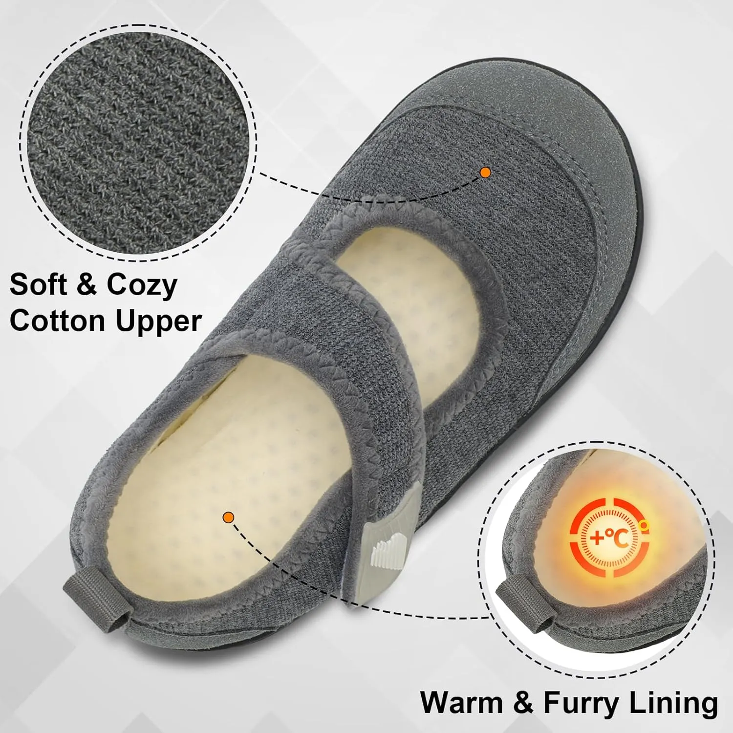 BARERUN Womens Slippers Wide Diabetic Shoes for Women Adjustable House Slippers Swollen Bunions Neuropathy House Shoes Stable Non Slip Barefoot Walking Shoes Indoor Outdoor
