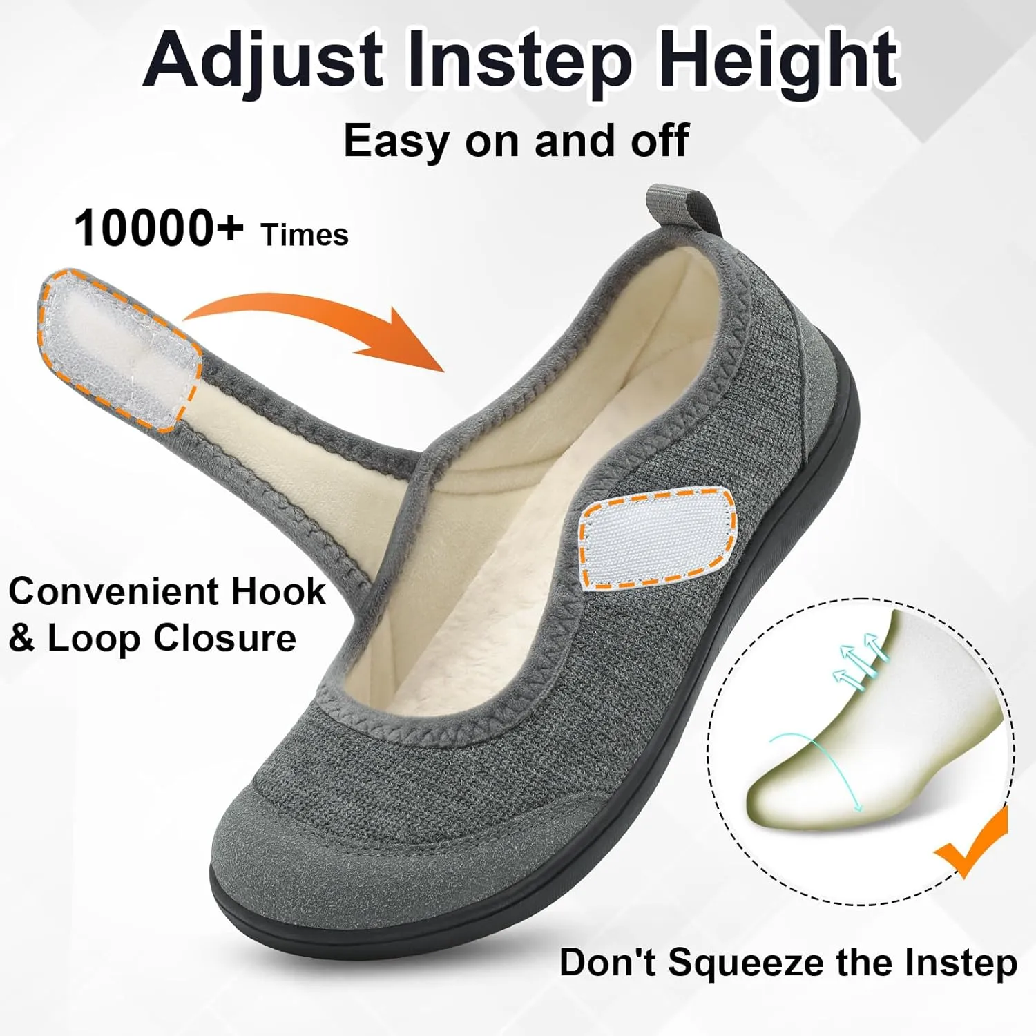 BARERUN Womens Slippers Wide Diabetic Shoes for Women Adjustable House Slippers Swollen Bunions Neuropathy House Shoes Stable Non Slip Barefoot Walking Shoes Indoor Outdoor