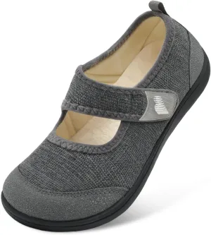 BARERUN Womens Slippers Wide Diabetic Shoes for Women Adjustable House Slippers Swollen Bunions Neuropathy House Shoes Stable Non Slip Barefoot Walking Shoes Indoor Outdoor