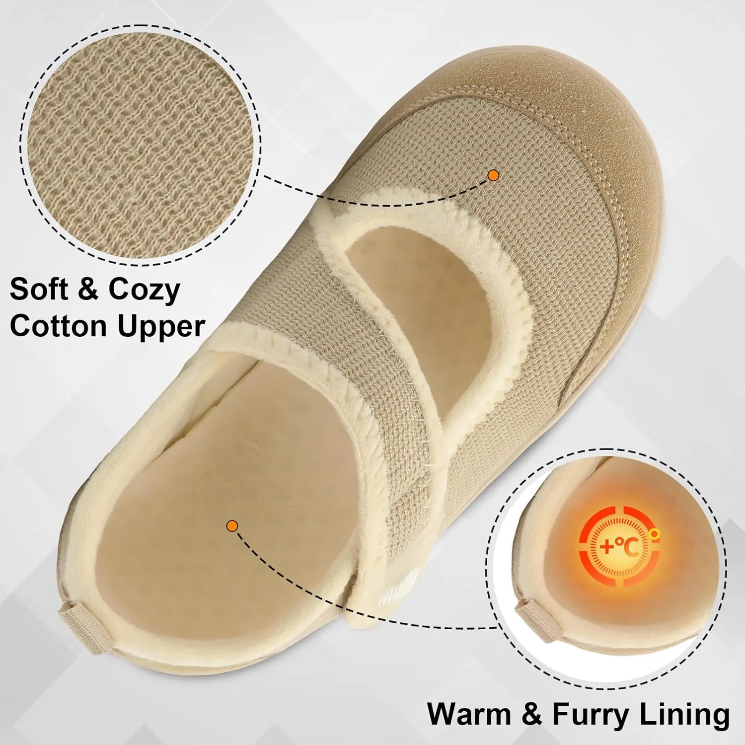 BARERUN Womens Slippers Wide Diabetic Shoes for Women Adjustable House Slippers Swollen Bunions Neuropathy House Shoes Stable Non Slip Barefoot Walking Shoes Indoor Outdoor