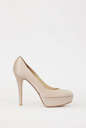 Beige Satin Platform Heel