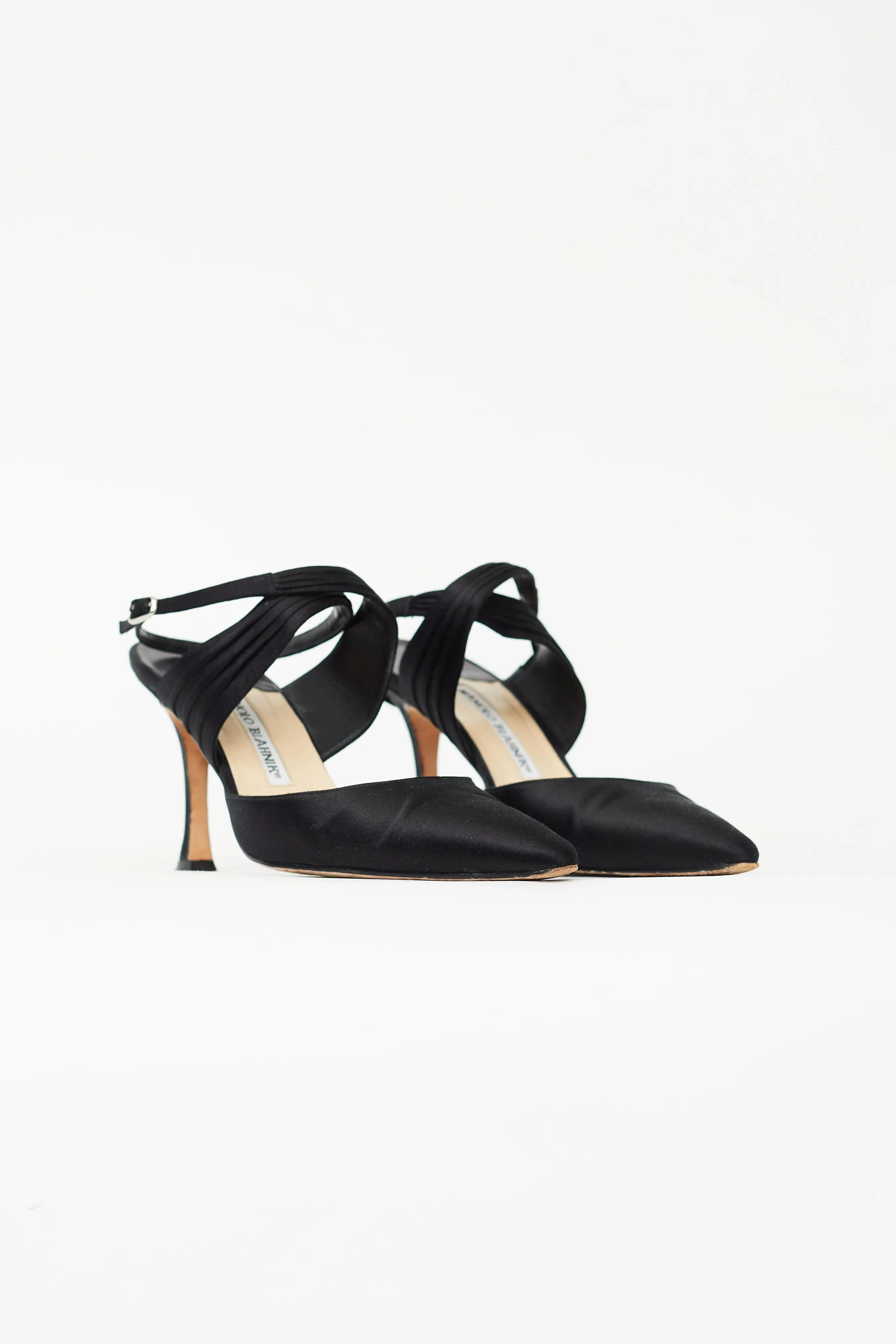 Black Satin Criss Cross Heel