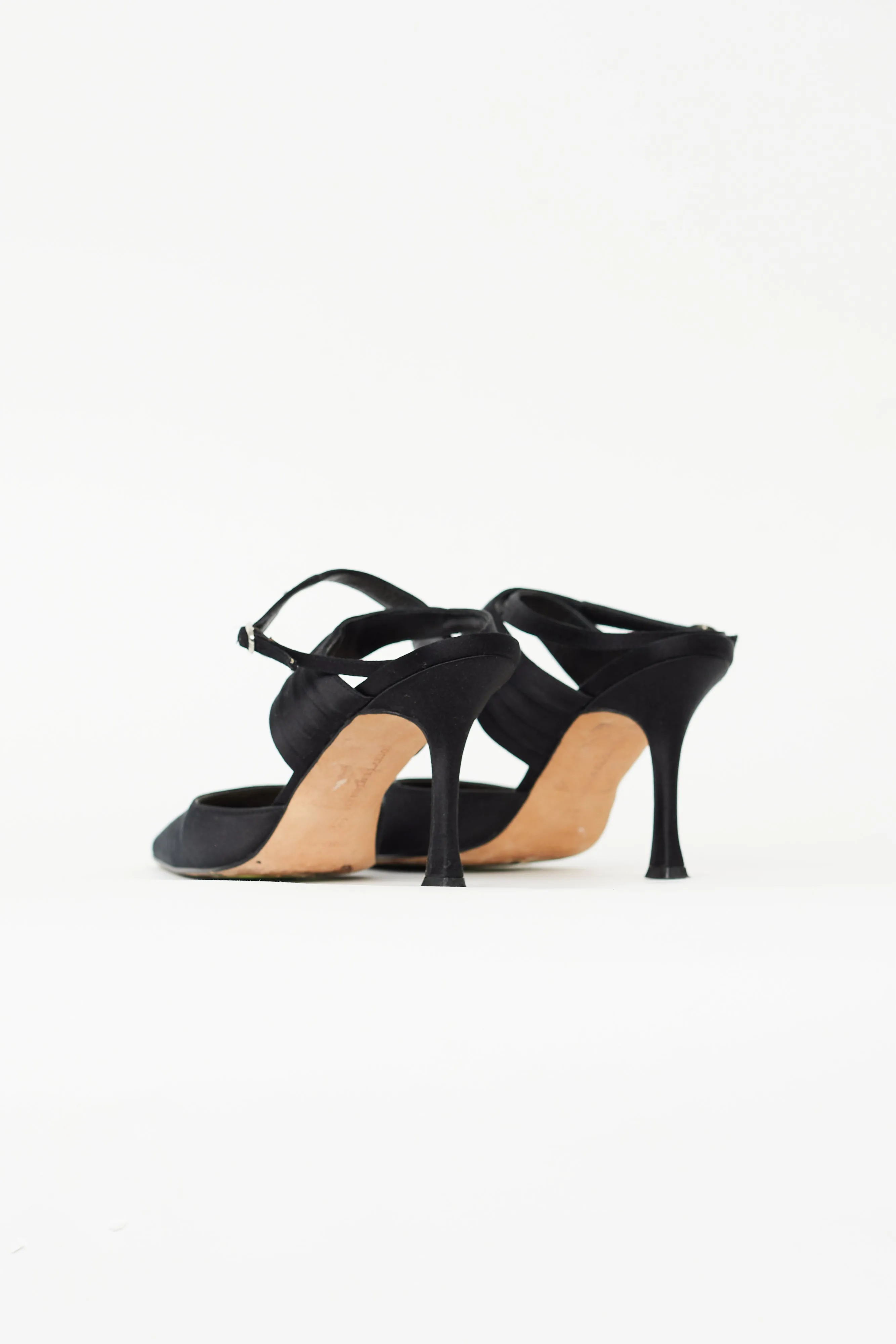 Black Satin Criss Cross Heel