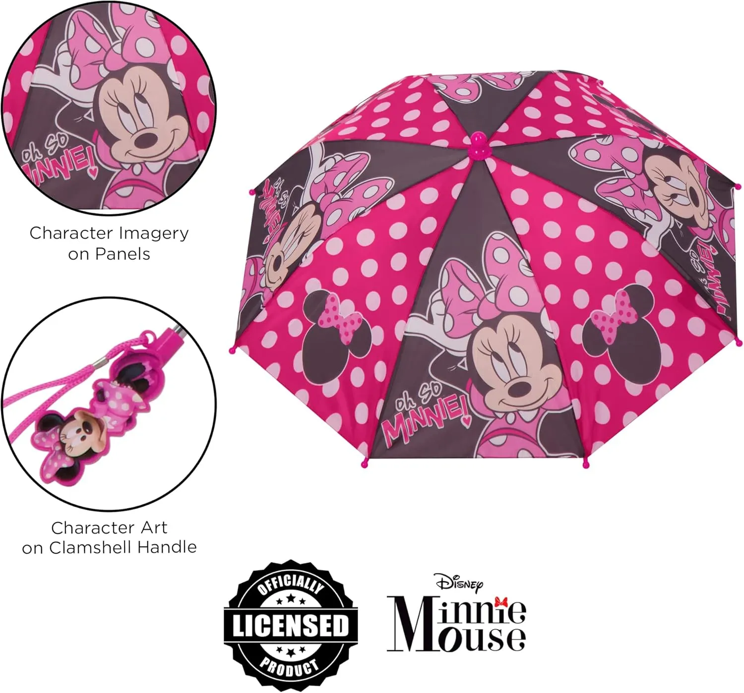 Disney Kids Umbrella and Slicker, Minnie Mouse Toddler and Little Girl Rain Wear Set, for Ages 2-7