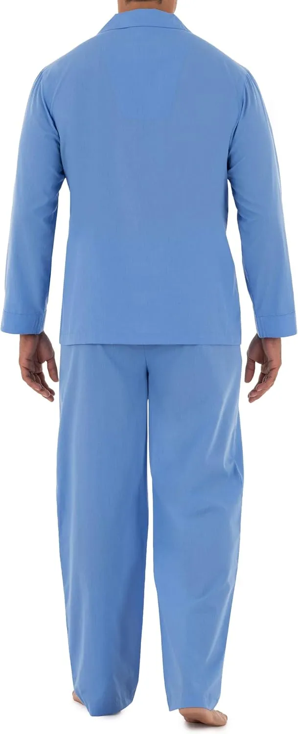 Fruit of the Loom mens Long Sleeve Broadcloth Pajama Set