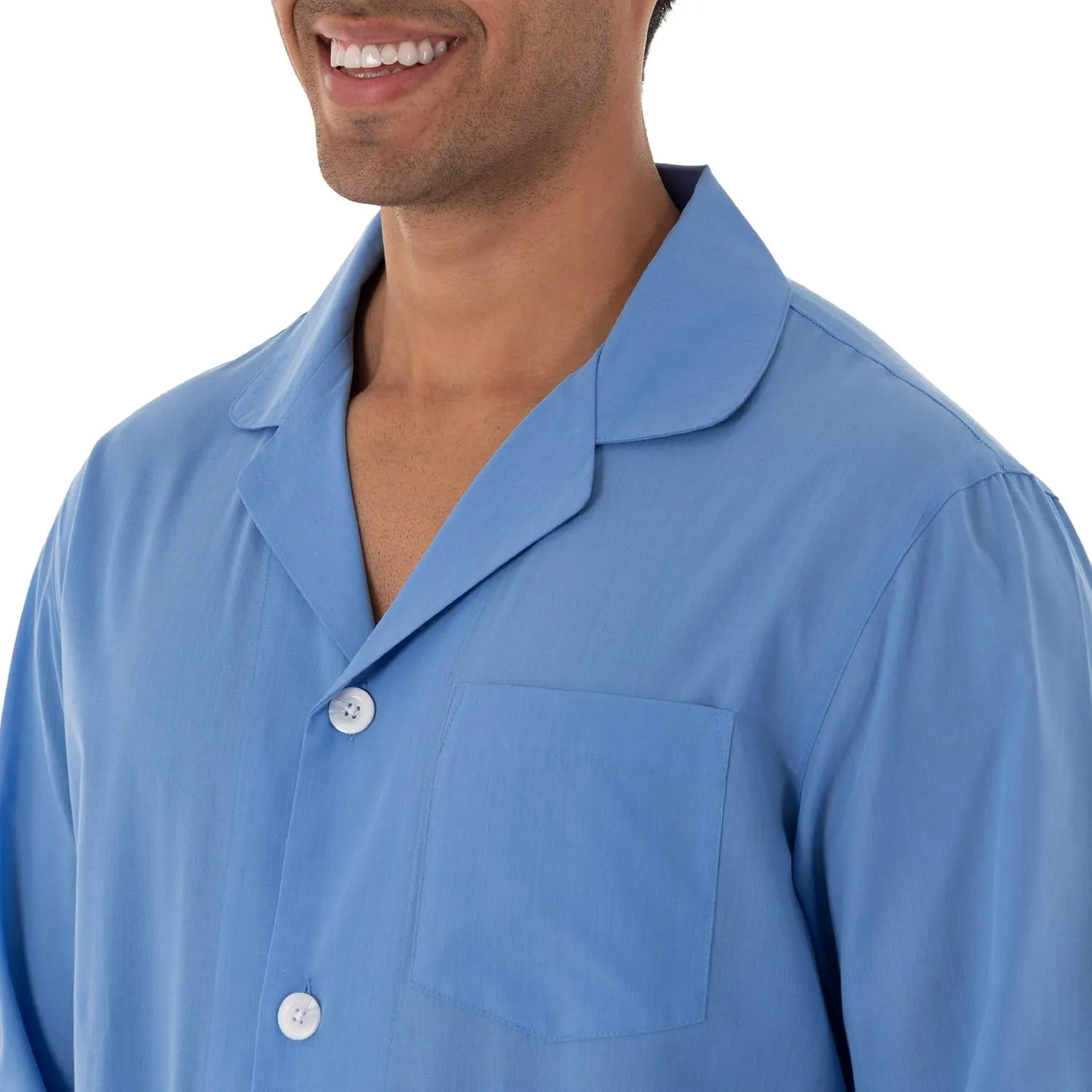 Fruit of the Loom mens Long Sleeve Broadcloth Pajama Set