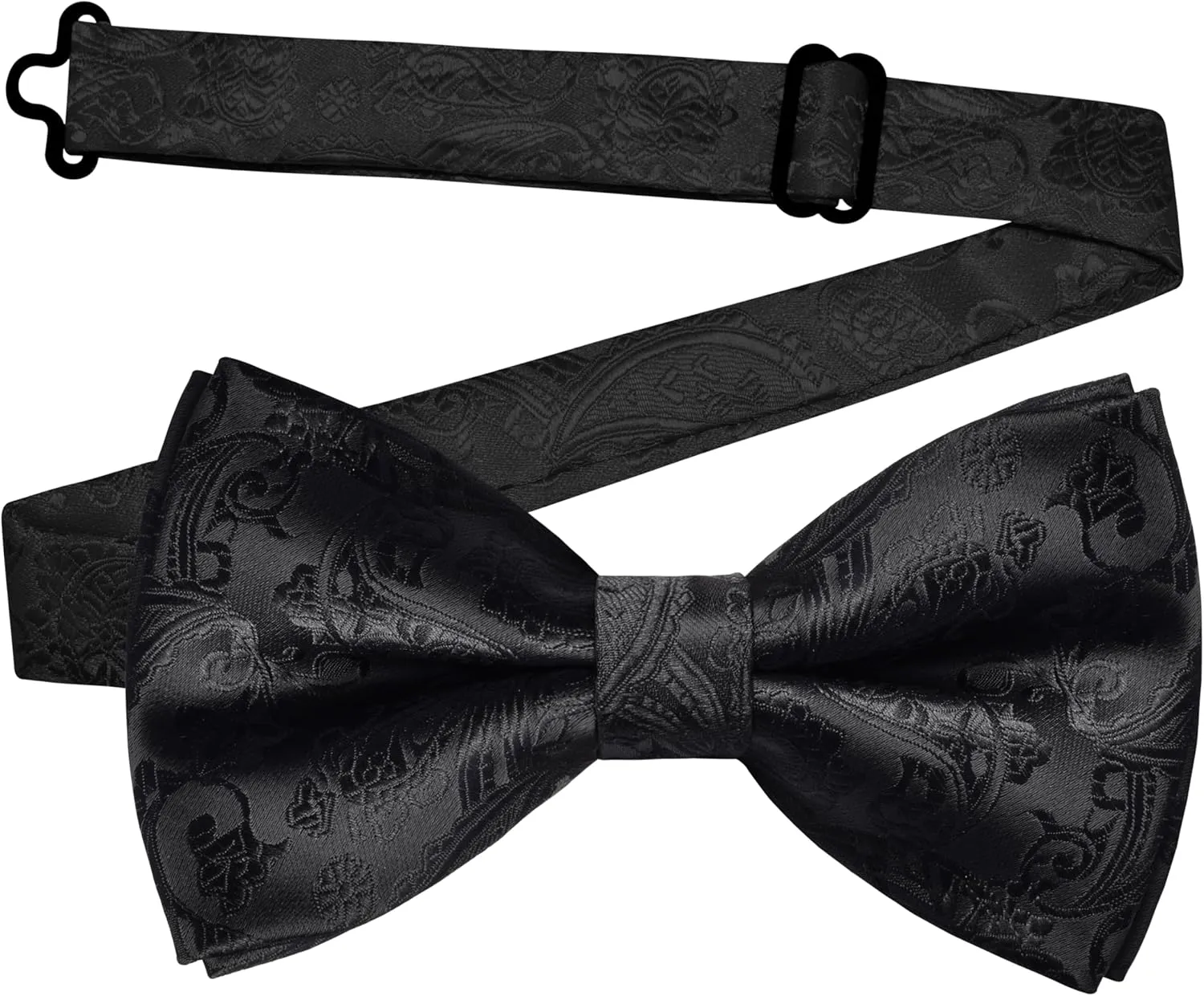 GUSLESON Mens Paisley Bow Tie Handkerchief Jacquard Woven Adjustable Pre-Tied Bowties Pocket Square Cufflinks Set