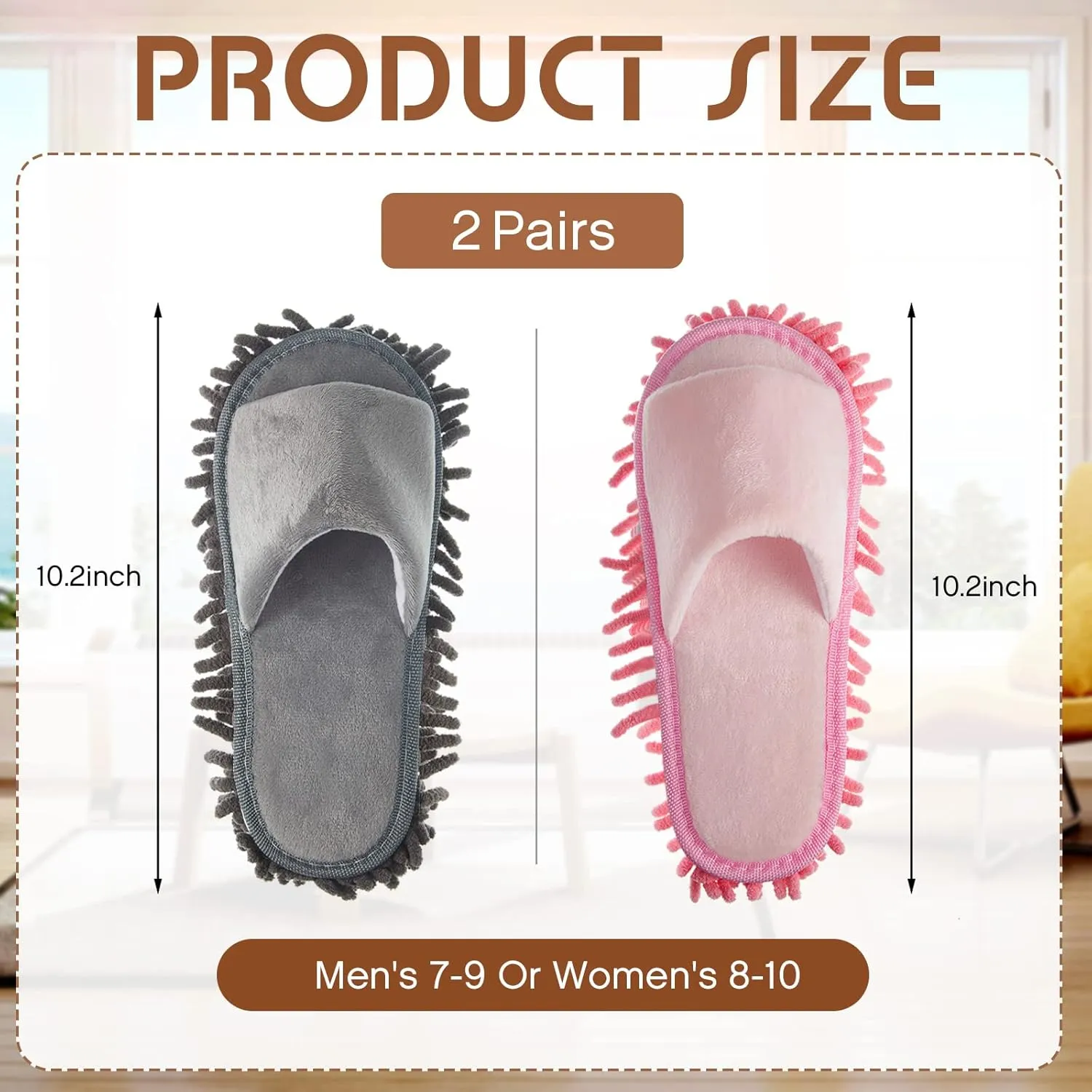 Jecery 2 Pairs Microfiber Cleaning Mop Slippers for Floor Cleaning House Mop Shoes Men and Women Washable Unisex Dusting Slippers Dirt Tool Supplies(Medium,Pink, Gray)