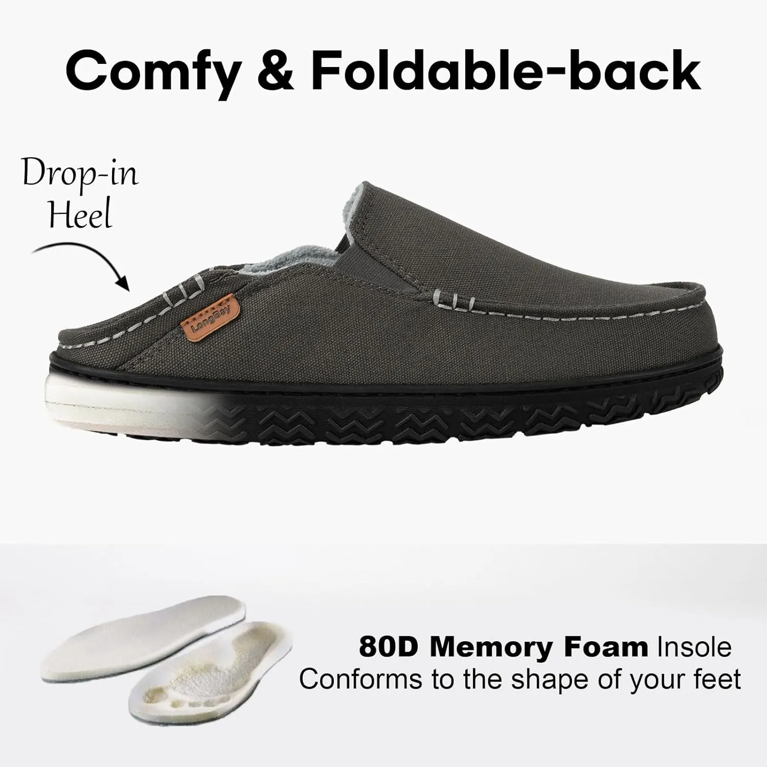 LongBay Men's Moccasin Slippers Cozy Breathable Memory Foam House Shoes for Indoor Outdoor