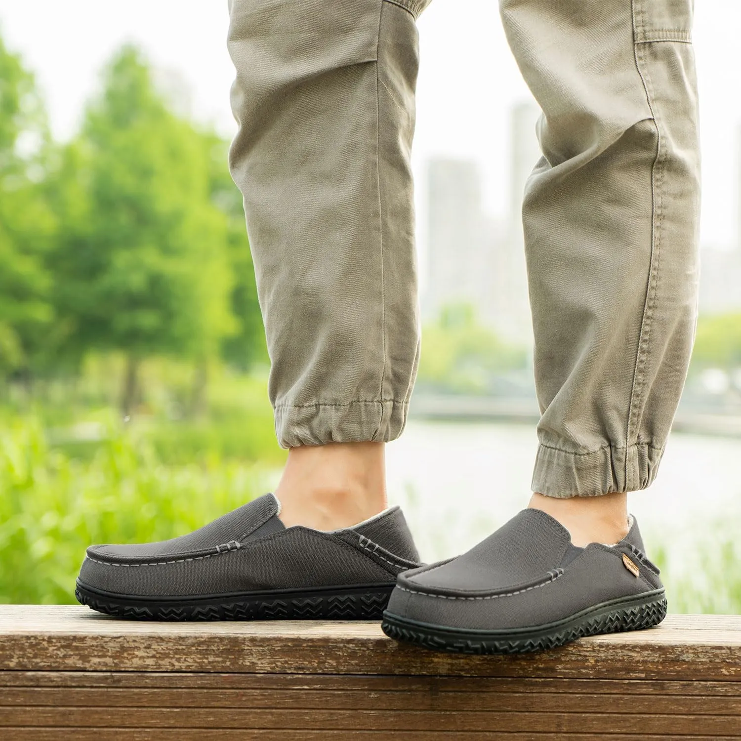LongBay Men's Moccasin Slippers Cozy Breathable Memory Foam House Shoes for Indoor Outdoor