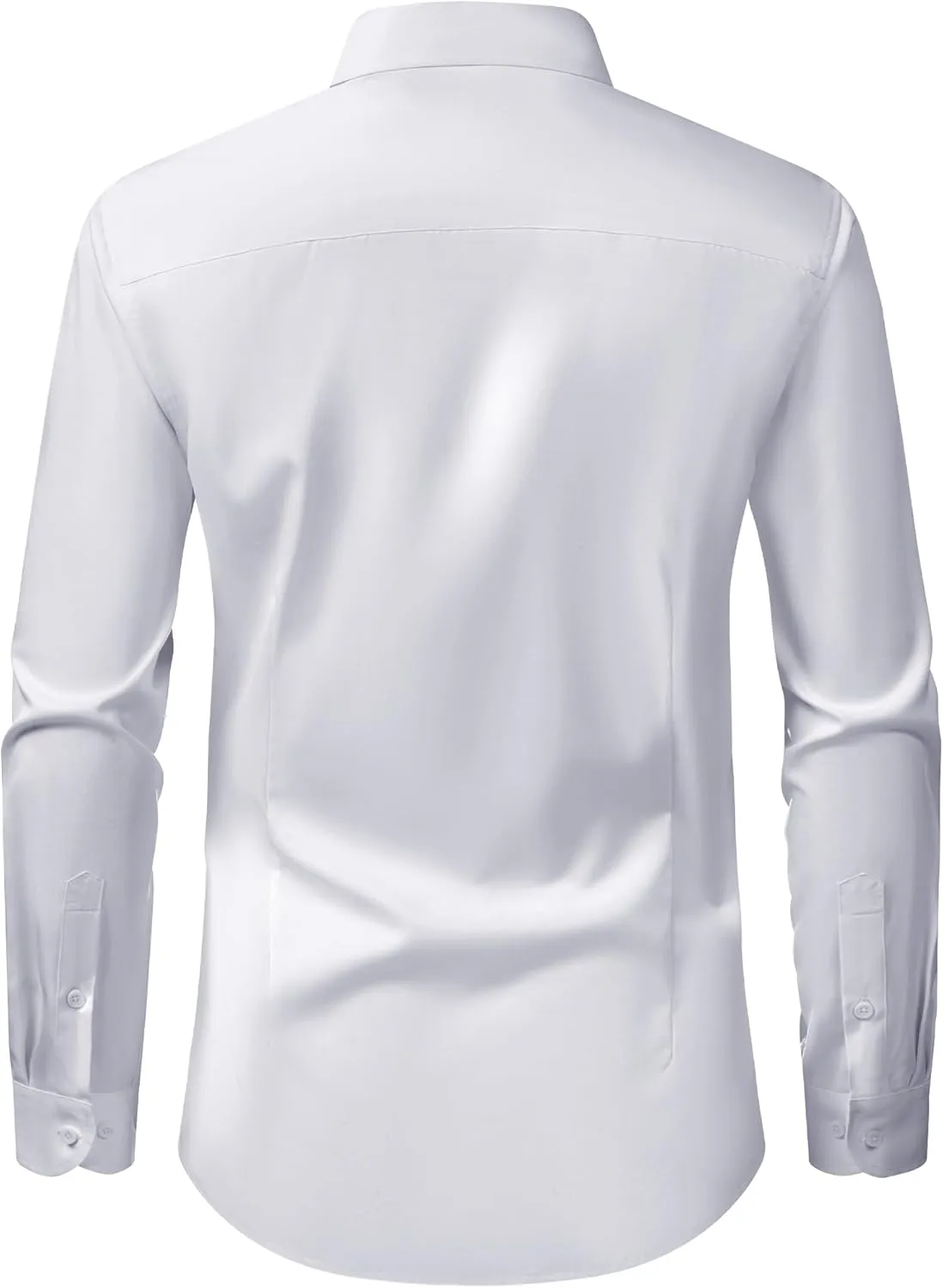 Men's Dress Shirts Long Sleeve Stretch Wrinkle Free Slim Fit Wedding Formal Button Down Shirt