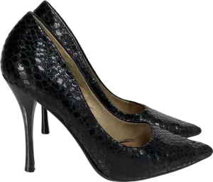 River Island Black Faux Leather Stiletto Heels UK 4 EU 37 👠