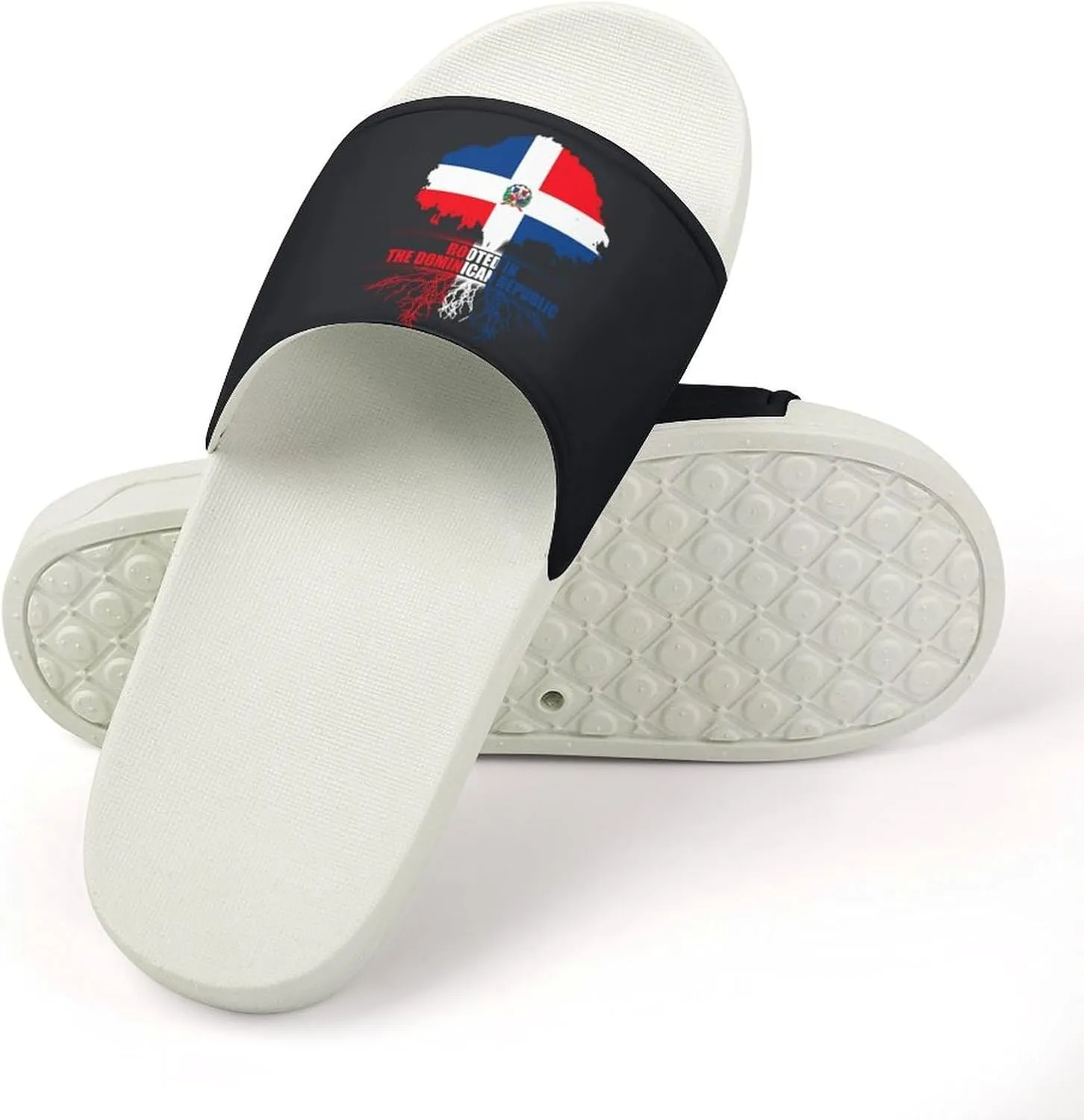 Rooted in Dominican Republic Flag Slippers Shower Slipper In-Door Slipper Quick Drying Non-Slip Bathroom Pool Woman Man PVC