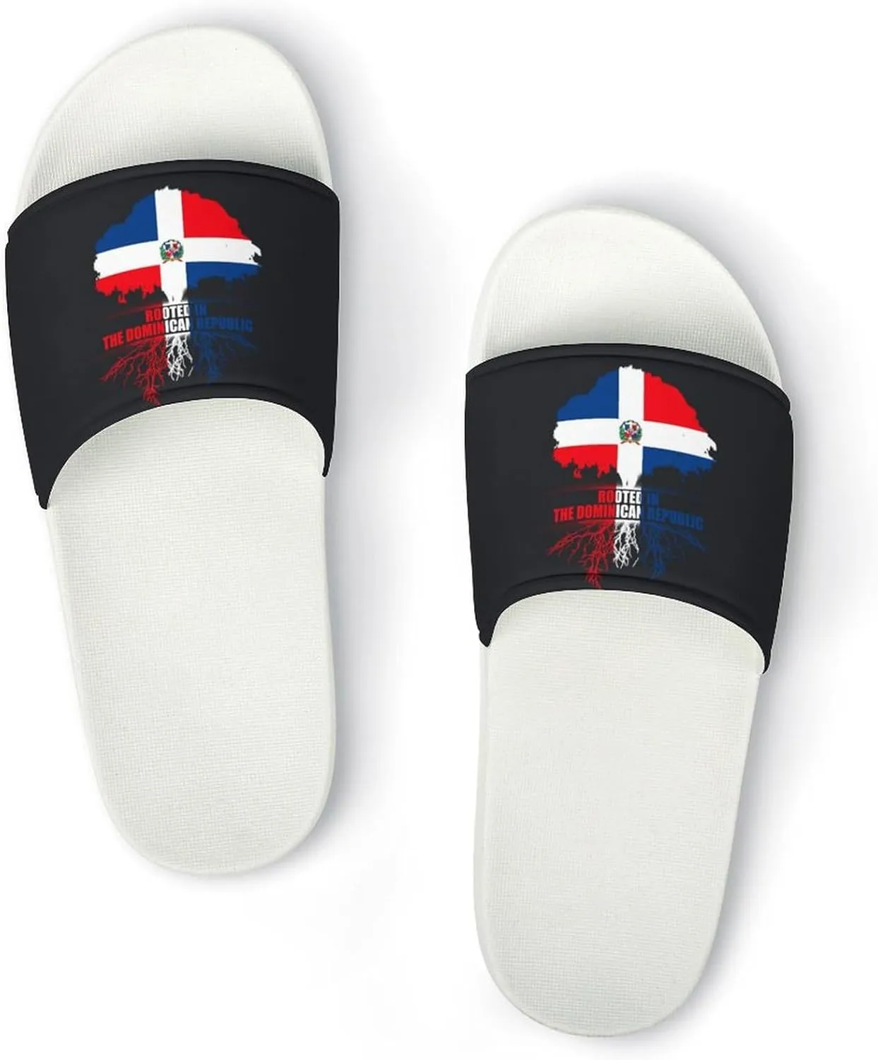 Rooted in Dominican Republic Flag Slippers Shower Slipper In-Door Slipper Quick Drying Non-Slip Bathroom Pool Woman Man PVC