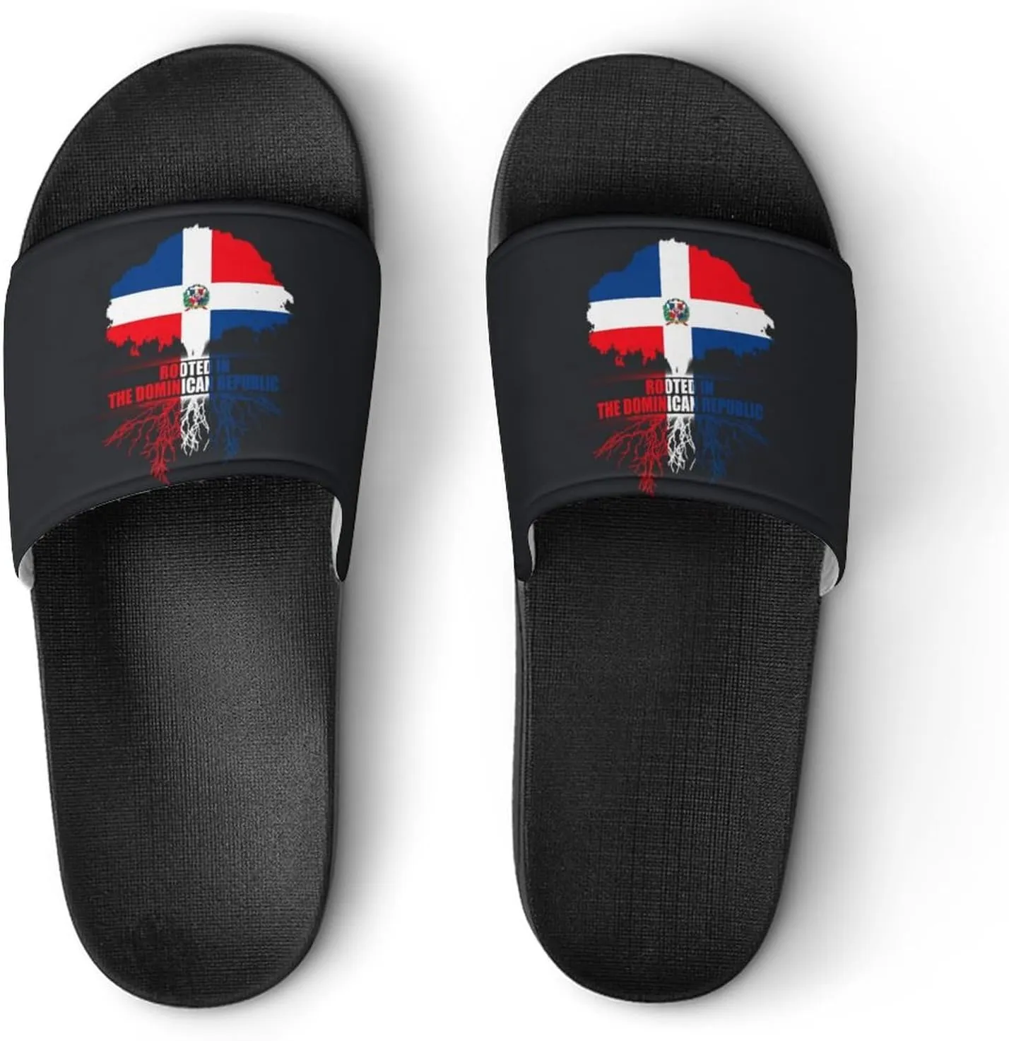 Rooted in Dominican Republic Flag Slippers Shower Slipper In-Door Slipper Quick Drying Non-Slip Bathroom Pool Woman Man PVC