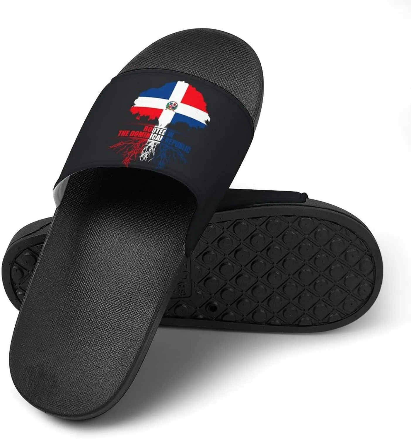 Rooted in Dominican Republic Flag Slippers Shower Slipper In-Door Slipper Quick Drying Non-Slip Bathroom Pool Woman Man PVC