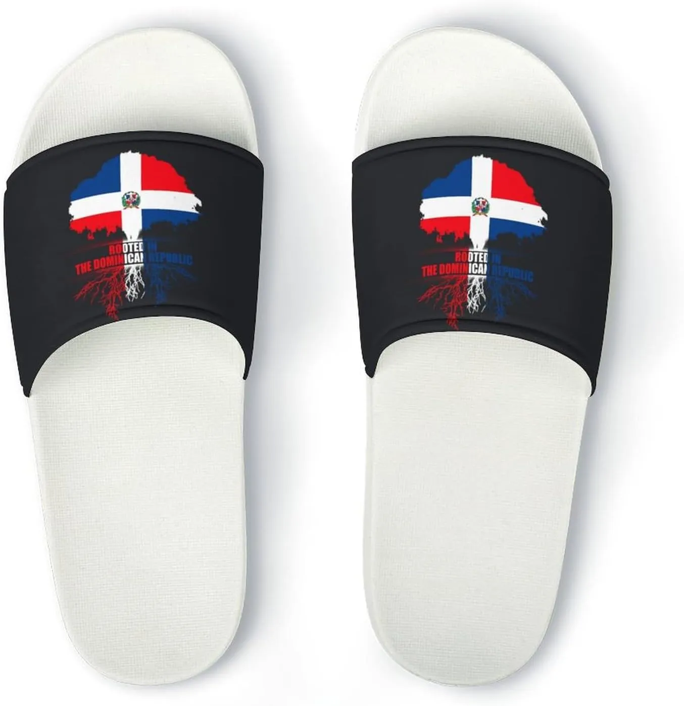Rooted in Dominican Republic Flag Slippers Shower Slipper In-Door Slipper Quick Drying Non-Slip Bathroom Pool Woman Man PVC