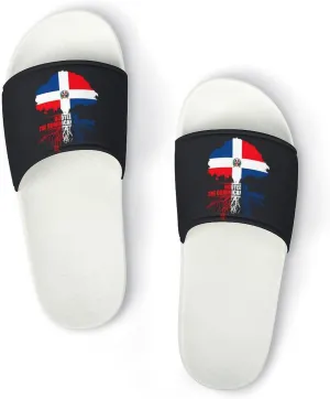 Rooted in Dominican Republic Flag Slippers Shower Slipper In-Door Slipper Quick Drying Non-Slip Bathroom Pool Woman Man PVC