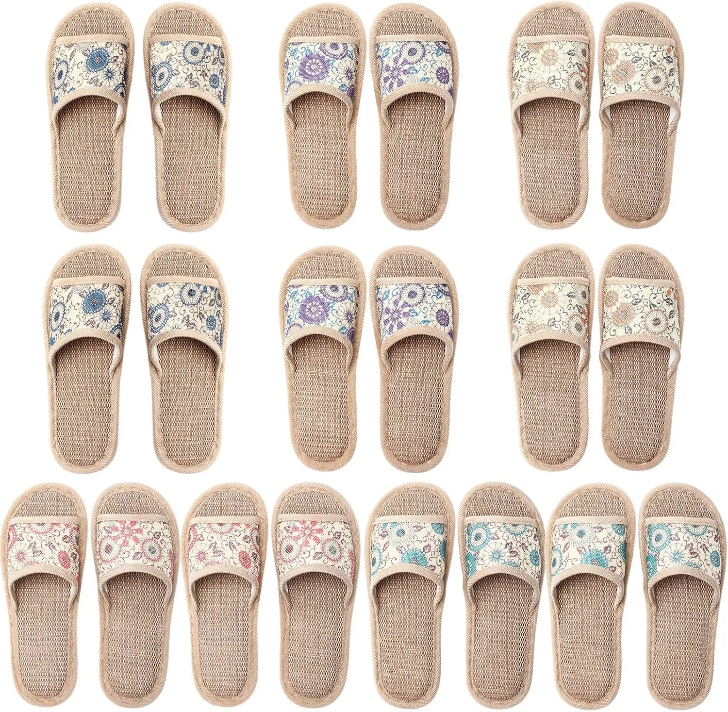 Tessco for you House Slippers for Guests Open Toe Breathable Slippers Washable Reusable Home Hotel Family Travel Unisex Non Slip Casual Spa 4 Large Size   6 Medium Size