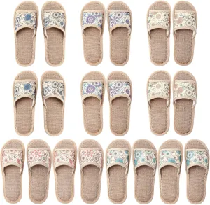 Tessco for you House Slippers for Guests Open Toe Breathable Slippers Washable Reusable Home Hotel Family Travel Unisex Non Slip Casual Spa 4 Large Size   6 Medium Size