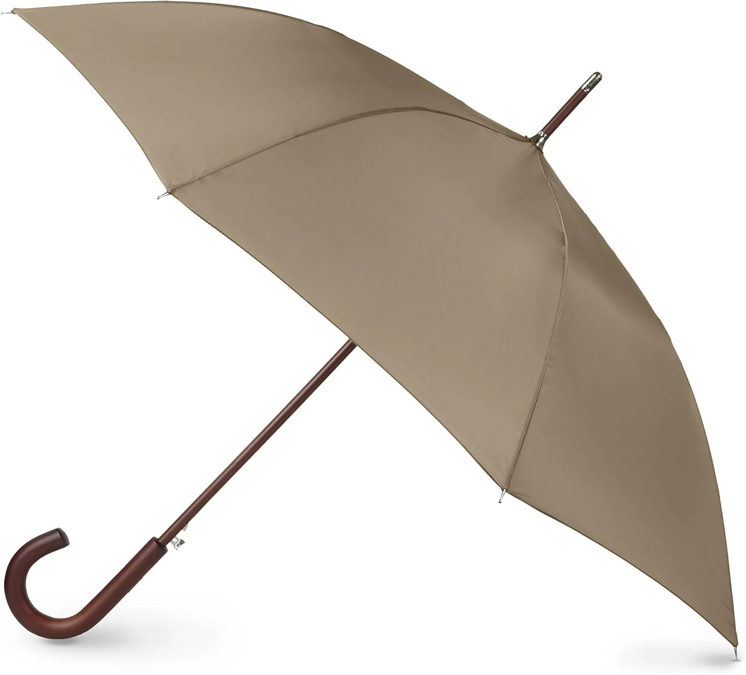 Totes Eco Auto Open Umbrella Classic Wooden J Stick Handle with Easy Grip - Windproof, Rainproof and Durable Canopy Design ?C Versatile Travel, Perfect for Rainy Days