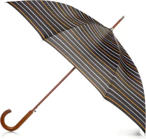Totes Eco Auto Open Umbrella Classic Wooden J Stick Handle with Easy Grip - Windproof, Rainproof and Durable Canopy Design ?C Versatile Travel, Perfect for Rainy Days