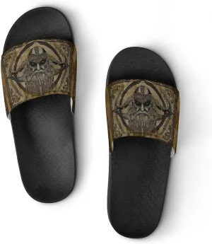 Viking Norse Odins Ravens Slippers Shower Slipper In-Door Slipper Quick Drying Non-Slip Bathroom Pool Woman Man PVC