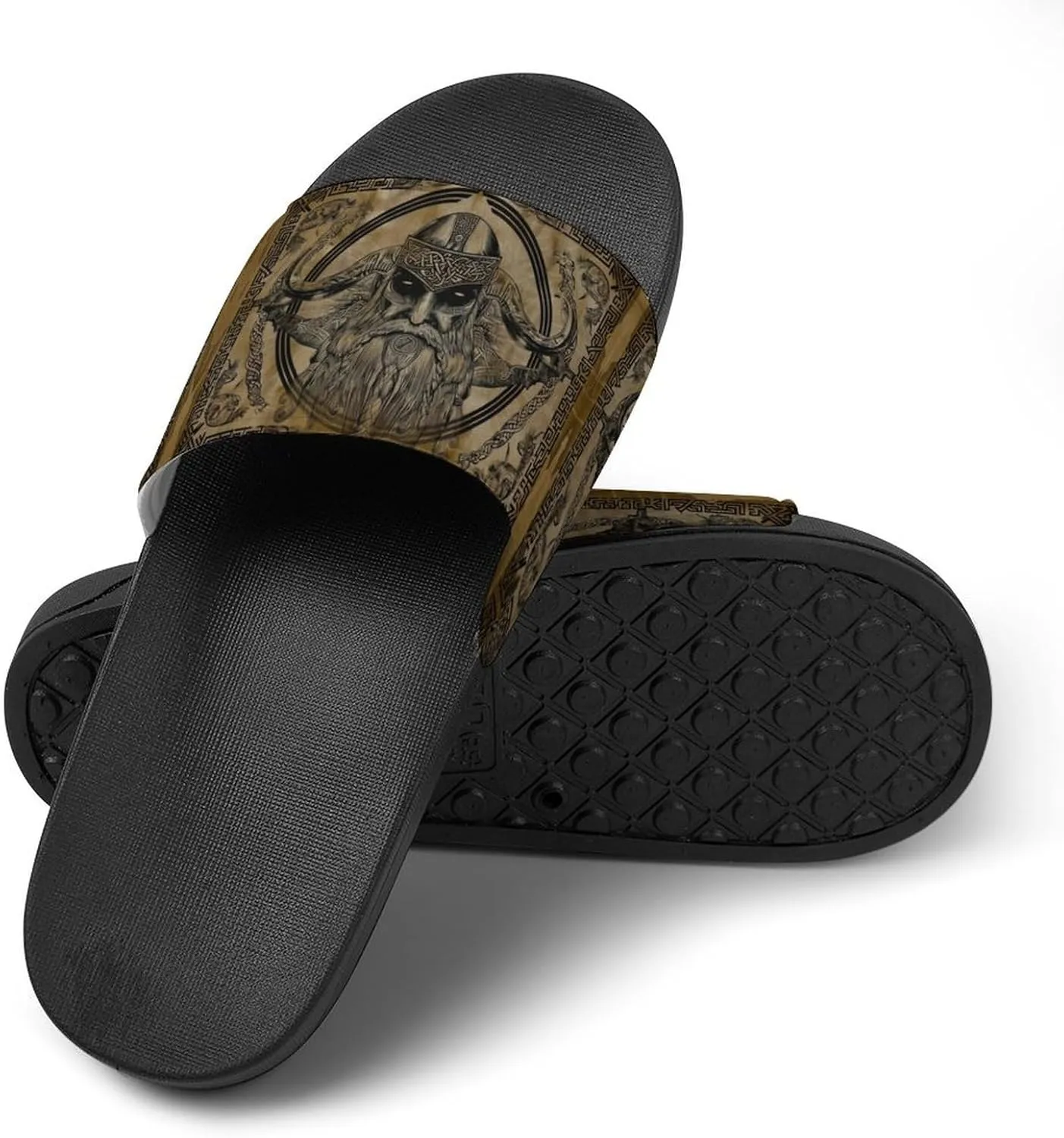 Viking Norse Odins Ravens Slippers Shower Slipper In-Door Slipper Quick Drying Non-Slip Bathroom Pool Woman Man PVC